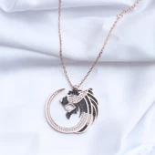 Kaplan Zirkon Taşlı İkon Gümüş Kolye thumbnail 7