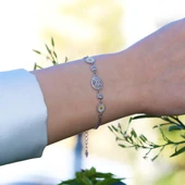 Damla Taşlı Papatya Gümüş Bileklik thumbnail 4