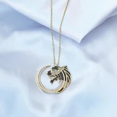 Kaplan Zirkon Taşlı İkon Gümüş Kolye thumbnail 3