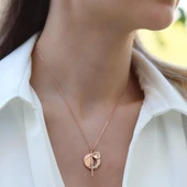 Ay Modeli Rose Gold Kaplama Gümüş Kolye thumbnail 1