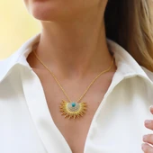 Güneş Model Turkuaz Taşlı Gümüş Kolye thumbnail 2