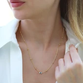 Göz Top Zincirli Trend Gold Gümüş Kolye thumbnail 1