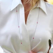 Pembe Mineli Damla Model Gümüş Zincir thumbnail 2