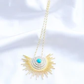 Güneş Model Turkuaz Taşlı Gümüş Kolye thumbnail 4