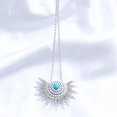 Güneş Model Turkuaz Taşlı Gümüş Kolye thumbnail 8