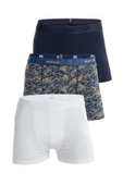 Erkek Çok Renkli 3'lü Paket Likralı Pamuk Boxer (BEYAZ LACİVERT DANGER) thumbnail 1