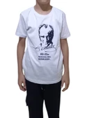 SALARTİCARET Atatürk Baskı Ve İmzalı Kısa Kol Beyaz T-Shirt - 1