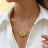 Güneş Model Turkuaz Taşlı Gümüş Kolye thumbnail 1