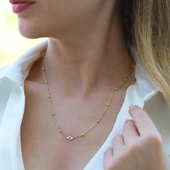 Göz Top Zincirli Trend Gold Gümüş Kolye thumbnail 2