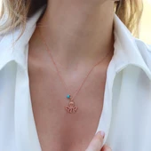 Ahtapot Rose Gold Turkuaz Taşlı Gümüş Kolye thumbnail 4