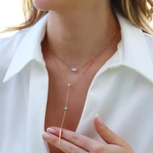 Göz Trend Rose Gold Kaplama Gümüş Kolye thumbnail 1