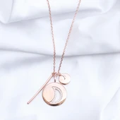 Ay Modeli Rose Gold Kaplama Gümüş Kolye thumbnail 3