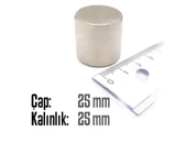 Neodyum Mıknatıs Silindir Çap 25mm , Kalınlık 25mm   ( 1 Adet) - 2