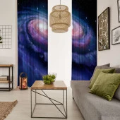 Fon Perde Tasarım Dekor Spiral Galaksi Samanyolu Yıldız Desenli Dijital Baskılı Çift Kanat 150+150 Toplam 300 cm - 2