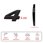 Yapışkanlı Kapı Numarası Küçük Boy 50 mm 5 cm Numara 4 Rakam Dört Sayı Siyah Renk Numaralar 1 Adet - 3