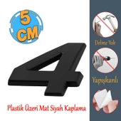 Yapışkanlı Kapı Numarası Küçük Boy 50 mm 5 cm Numara 4 Rakam Dört Sayı Siyah Renk Numaralar 1 Adet - 1