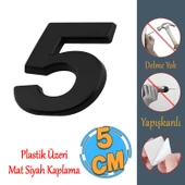 Yapışkanlı Kapı Numarası Küçük Boy 50 mm 5 cm Numara 5 Rakam Beş Sayısı Siyah Renk Numaralar 1 Adet - 1