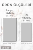 %100 Pamuk 4'lü Gri Havlu Seti - 2 Adet El Havlusu Ve 2 Adet Banyo Havlusu - 3