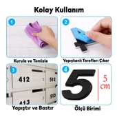 Yapışkanlı Kapı Numarası Küçük Boy 50 mm 5 cm Numara 5 Rakam Beş Sayısı Siyah Renk Numaralar 1 Adet - 2