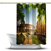 Banyo Duş Perdesi Tasarım Dekor Kolezyum Roma İtalya Ağaç Manzara Dijital Baskılı En 175 cm - 1