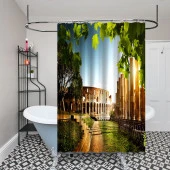 Banyo Duş Perdesi Tasarım Dekor Kolezyum Roma İtalya Ağaç Manzara Dijital Baskılı En 175 cm - 5