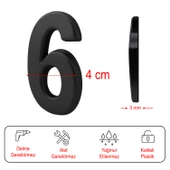 Yapışkanlı Kapı Numarası Küçük Boy 50 mm 5 cm Numara 6 Rakam Altı Sayı Siyah Renk Numaralar 1 Adet - 3