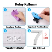 Kapı Numarası Yapışkanlı Küçük Boy 50 mm 5 cm Numara 7 Rakam Yedi Sayısı Krom Renk Numaralar 1 Adet - 2