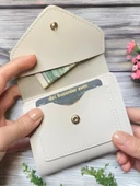 Kadın Fermuarlı çıtçıtlı Bozuk Para Bölmeli Cüzdan Kartlık Aksesuar,yılbaşı Hediyesi krem thumbnail 2