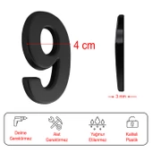 Yapışkanlı Kapı Numarası Küçük Boy 50 mm 5 cm Numara 9 Rakam Dokuz Sayı Siyah Renk Numaralar 1 Adet thumbnail 3