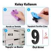 Yapışkanlı Kapı Numarası Küçük Boy 50 mm 5 cm Numara 9 Rakam Dokuz Sayı Siyah Renk Numaralar 1 Adet thumbnail 2