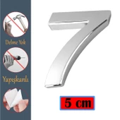 Kapı Numarası Yapışkanlı Küçük Boy 50 mm 5 cm Numara 7 Rakam Yedi Sayısı Krom Renk Numaralar 1 Adet - 1