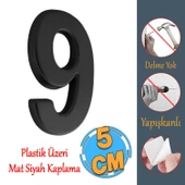 Yapışkanlı Kapı Numarası Küçük Boy 50 mm 5 cm Numara 9 Rakam Dokuz Sayı Siyah Renk Numaralar 1 Adet thumbnail 1