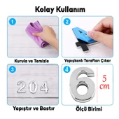 Kapı Numarası Yapışkanlı Küçük Boy 50 mm 5 cm Numara 6 Rakam Altı Sayısı Krom Renk Numaralar 1 Adet - 2