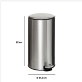 5five Simply Smart Delta Metal Pedallı 30 LT Çöp Kutusu Çelik - 2