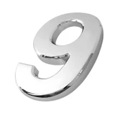 Kapı Numarası Yapışkanlı Küçük Boy 50 mm 5 cm Numara 9 Rakam Dokuz Sayı Krom Renk Numaralar 1 Adet - 4