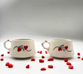 Tardan Betty El Yapımı Love Desenli Fincan 190 ml  -  ( 2 Adet) - 1