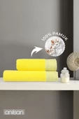 %100 Pamuk 2'li Sarı Havlu Seti - 1 Adet El Havlusu Ve 1 Adet Banyo Havlusu - 1