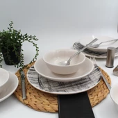 Ekose 24 Parça 6 Kişilk Siyah Yemek Takımı Düz - 1