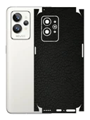 Realme GT2 Pro ile Uyumlu Deri Desenli Siyah Arka Kaplama - 1