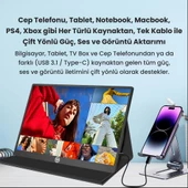 NPO NPM6 15.6" IPS FHD 5ms 60Hz Type-C Telefon ve Oyun Konsolu Uyumlu Metal Kasa Taşınabilir Monitör - 3