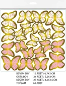 KELEBEK DEKORATİF SÜS VARAKLI PEMBE 1 SET 63 ADET thumbnail 3