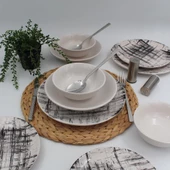 Ekose 18 Parça 6 Kişilik Siyah Yemek Takımı Düz thumbnail 3