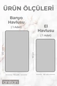 2'li Gri, Sarı Noktalı Havlu Set %100 Pamuk  - 1 Adet El Havlusu 50x90 - 1 Adet Banyo Havlusu 70x120 - 3