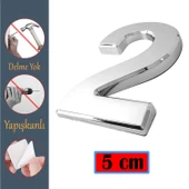 Kapı Numarası Yapışkanlı Küçük Boy 50 mm 5 cm Numara 2 Rakam İki Sayısı Krom Renk Numaralar 1 Adet - 1