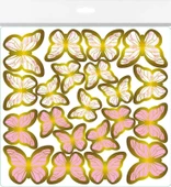 KELEBEK DEKORATİF SÜS VARAKLI PEMBE 1 SET 63 ADET thumbnail 1