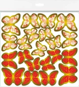 KELEBEK DEKORATİF SÜS VARAKLI KIRMIZI 1 SET 63 ADET - 1