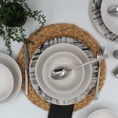 Ekose 18 Parça 6 Kişilik Siyah Yemek Takımı Düz thumbnail 2