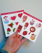 Sevgililer günü sticker set- 14 şubat sticker - hediye süsleme çıkartmaları- 2 li Set - Mat Etiket Kağıdı - 7