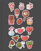 Sevgililer günü sticker set- 14 şubat sticker - hediye süsleme çıkartmaları- 2 li Set - Mat Etiket Kağıdı - 4