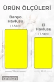 %100 Pamuk 2'li Sarı Havlu Seti - 1 Adet El Havlusu Ve 1 Adet Banyo Havlusu - 3